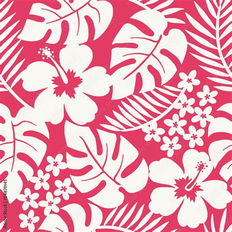 Seamless One Color Tropical Flower Pattern Stock Vector Adobe Stock