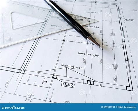 Construction Drawing Architecture Detail White Paper With Dimensions