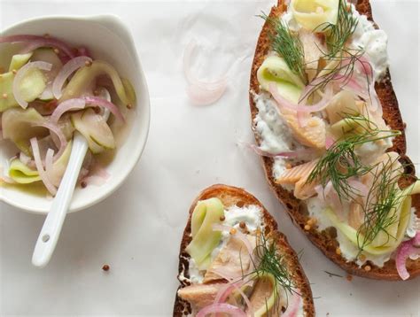 Smoked Trout Toast With Marinated Cucumbers — Sprig Of Thyme