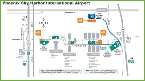 Phx airport map - Map of Phoenix airport (Arizona - USA)