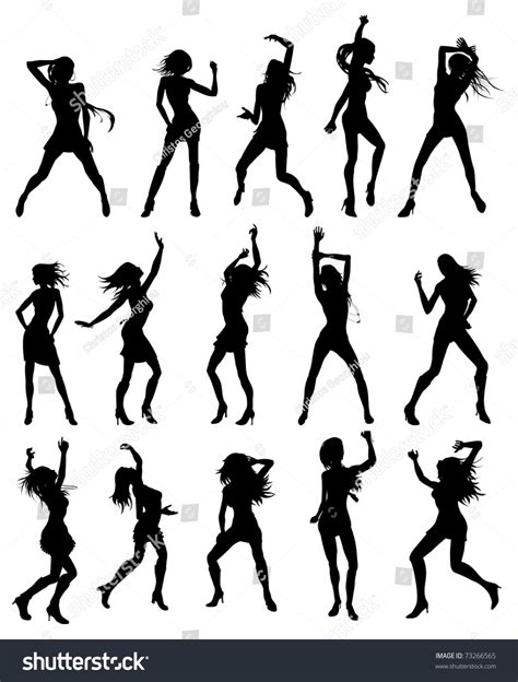 Silhouettes Sexy Beautiful Women Dancing Stock Vector Royalty Free