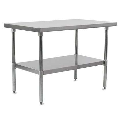 Ideal for supermarkets, delicatessens, restaurants and other types of food preparation, the tables are designed to be versatile for maximum efficiency in any setting. John Boos FBLS9630 96" 18 ga Work Table w/ Undershelf & 430 Series Stainless Flat Top