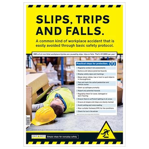 Slips Trips And Falls Safety Poster Safety Posters First Aid