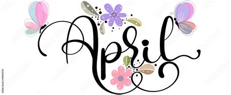 Hello April Decoration April Month Vector With Flowers And Butterflies
