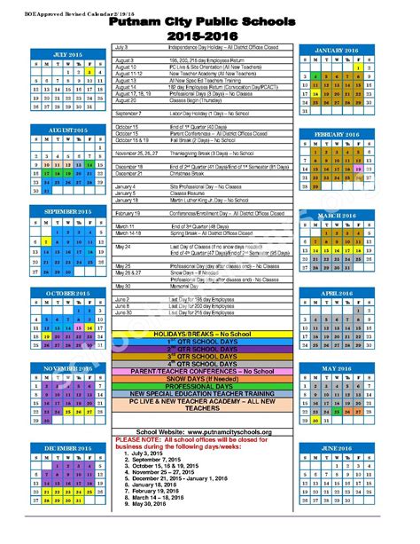 Putnam Public Schools Calendar - Maire Roxanne