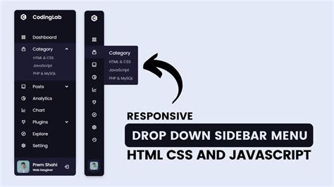 Responsive Dropdown Sidebar Menu Using HTML CSS And JavaScript Side Navigation Bar YouTube