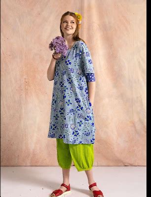 Gudrun Sjoden Sz M April Dress Tunic Organic Cotton A Line Floral