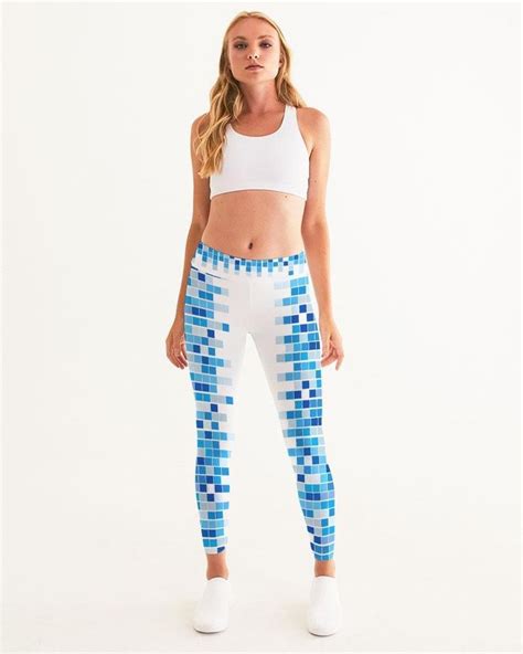 Blue And White Mosaic Square Style Womens Yoga Pants Womens