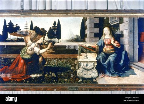 The Annunciation 1472 1475 Artist Leonardo Da Vinci Stock Photo