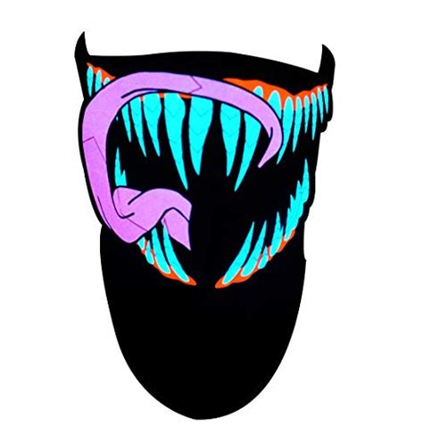 Satumiko Led Halloween Mask Sound Reactive Light Up Mask Scary Masks