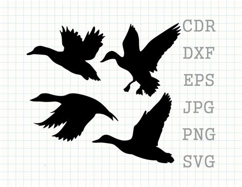 Flying Duck Svg Duck Png Vector Duck Hunting Svg Bird Silhouette