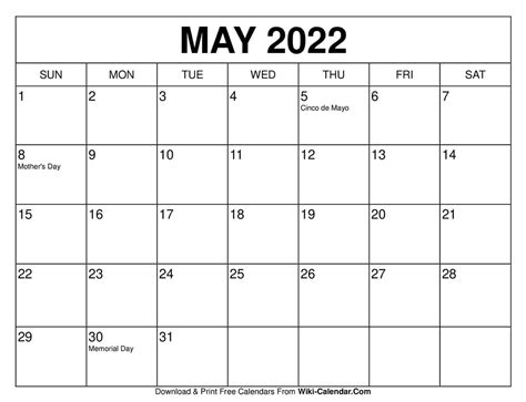 Free Printable May 2020 Calendars Syndication Cloud