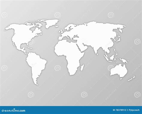 Map Of World With Shadow On Grey Background Stock Illustration