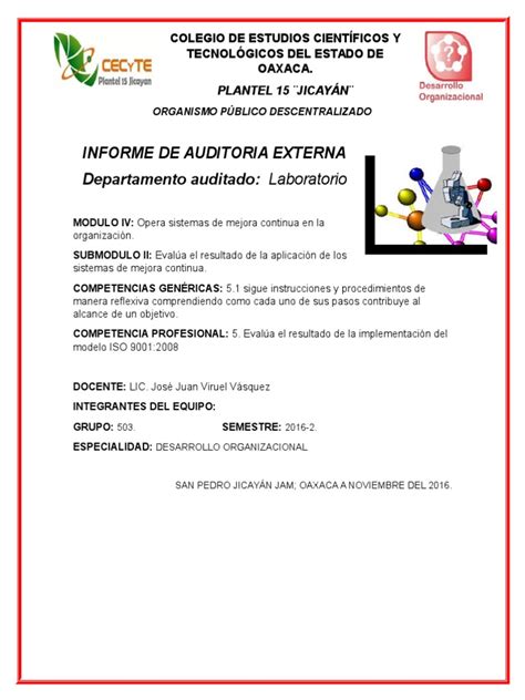 Reporte Final Informe De Auditoria Externa Contralor Calidad