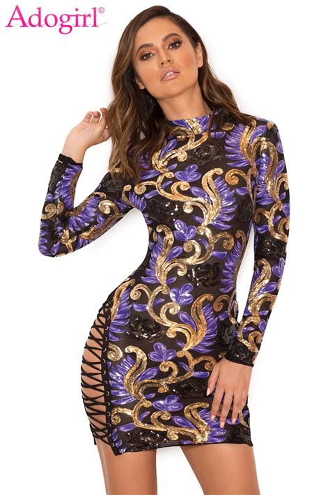 Adogirl 2018 Brand New Colorful Sequins Women Sexy Club Dress