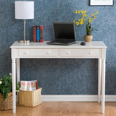 Sei 2 Drawer Wood Writing Desk Crisp White Home Office