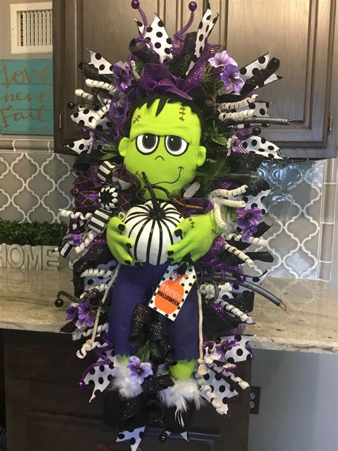Halloween Wreath Frankenstein Wreath Lighted Halloween | Etsy ...