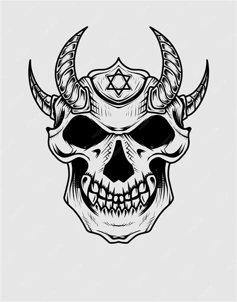 Premium Vector Demon Skull Head Illustration