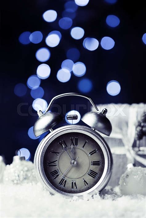Retro Alarm Clock Showing Midnight Stock Image Colourbox