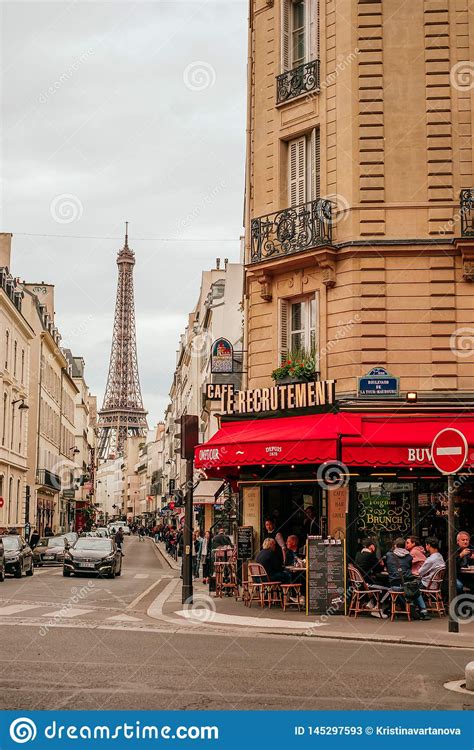 Cafe With Eiffel Tower View Editorial Stock Photo Image Of Place