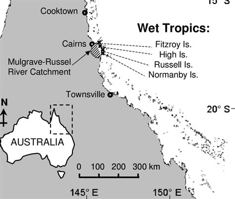3 Map Of The Great Barrier Reef And Queensland Coastline Showing