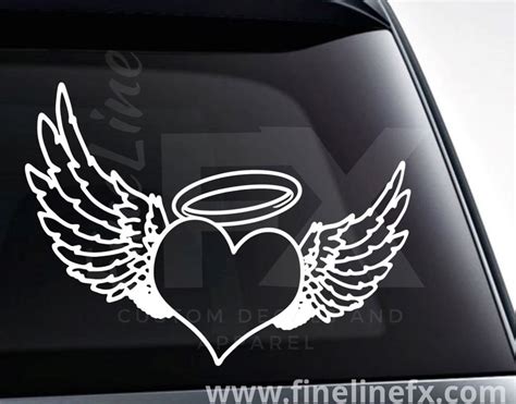 heart with angel wings and halo memorial vinyl decal sticker