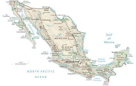Printable Physical Map Of Mexico Images