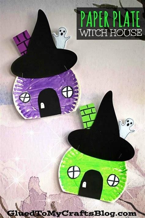 Wickedly Easy Paper Plate Witch House Craft For Kids Halloween Arts