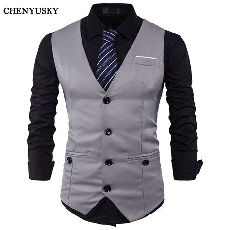 Men Suit Vest Classic V Collar Dress Slim Fit Wedding Waistcoat Mens