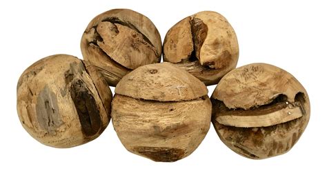 Decorative Natural Wood Balls Set Of 5 On Models And