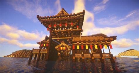 Minecraft japanese house minecraft house plans minecraft designs minecraft projects minecraft castle japanese style house traditional japanese house minecraft. 舟屋.中國風格.日式風格.海上房子. / Sea house. Japanese style. Chinese ...