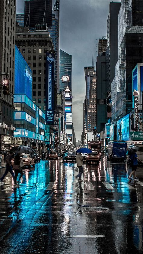 1080x1920 New York City Street Reflection Motion Blur Dark