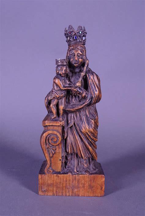 Sculpture : Bois sculpté - Vierge et enfant couronnés ...
