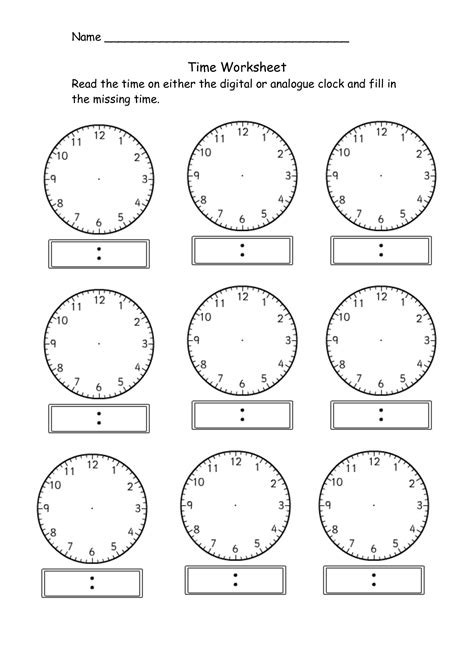 Printable Clocks For Telling Time