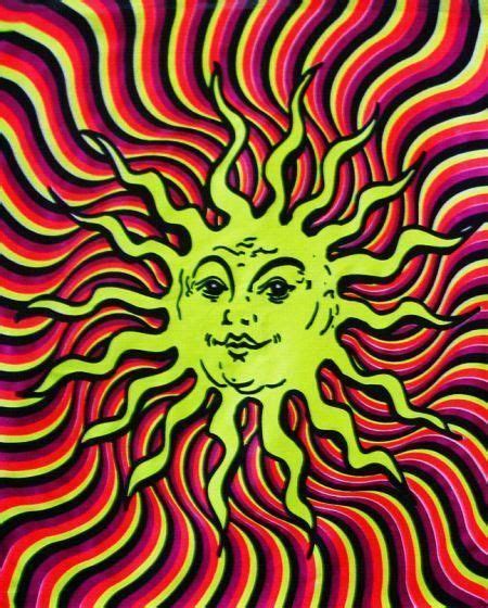 Psychedelic Sun Black Light Tapestry Dessin Dhumain Fond Décran