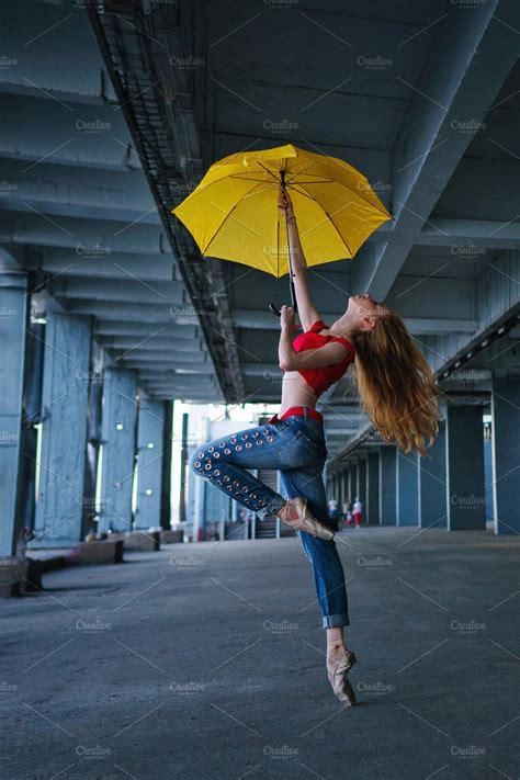 ballerina dancing with umbrella by elena vagengeim on creativemarket umbrella photography