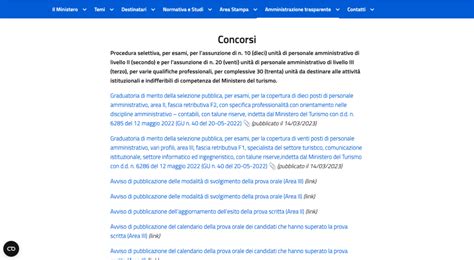 Concorsi Ministero Turismo, 141 posti
