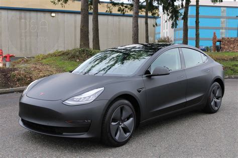 2020 Tesla Model 3 Full Wrap Matte Black Metallic And Full Chrome