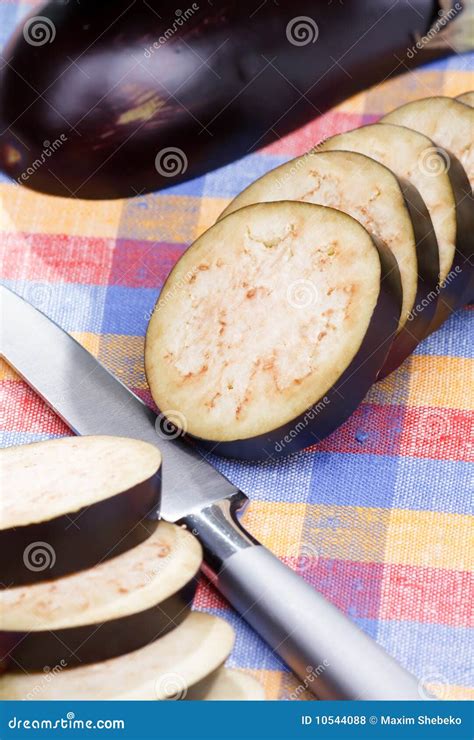 Fresh Raw Eggplants Also Known As Brinjal Or Aubergine Stock Photo