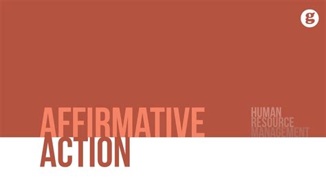 Affirmative action refers to a set of policies and practices within a government or organization seeking to increase the representation of particular groups based on their gender, race, sexuality. Affirmative Action - YouTube