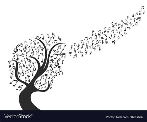 Music Notes Tree Silhouette