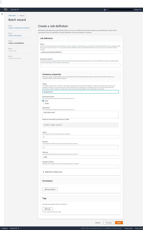The following section assumes you have some knowledge of using amazon web services. Understanding AWS Batch - Creating a compute environment ...