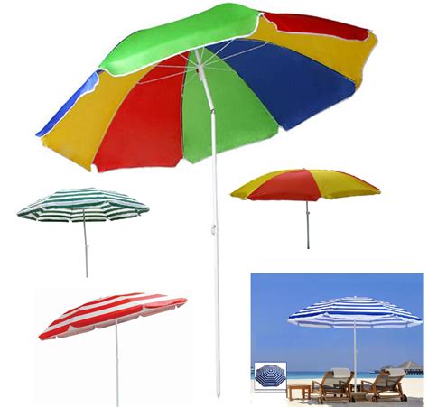 New 19m Beach Patio Tilt Umbrella Parasol Sun Shade Upf Uv Protection