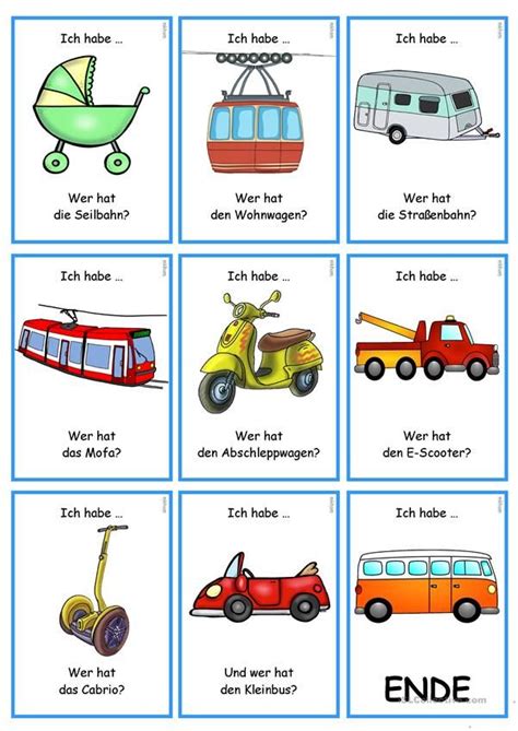 Verkehrs Und Transportmittel 2 Lesespiel Deutsche Sprache