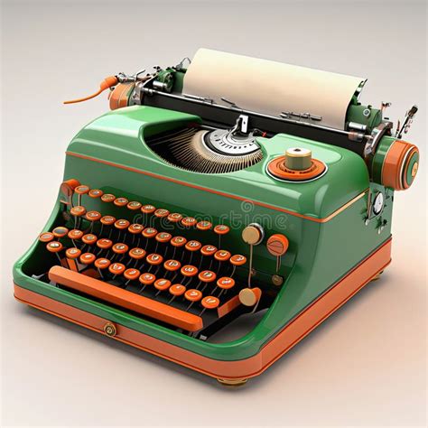 Mid Century Vintage Typewriter On White Background Retro Keyboard Ai