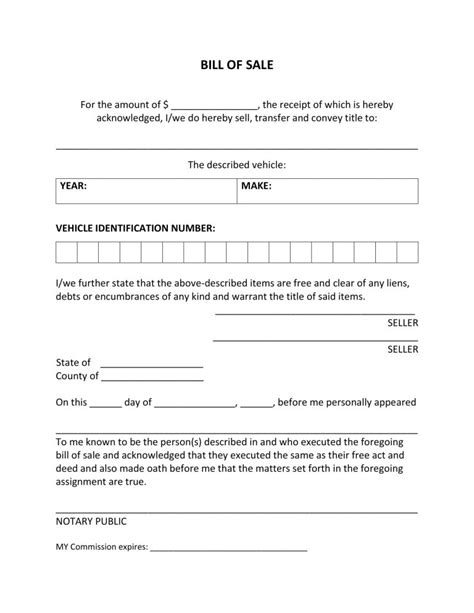 Free Wyoming Car Bill Of Sale Template Fillable Forms