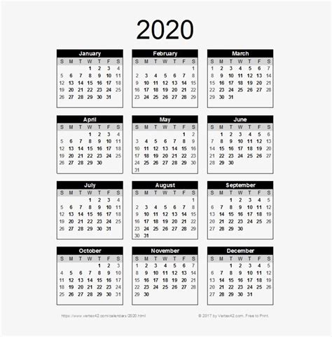 2020 Calendar Png Transparent Images Free Printable 2019 Mini
