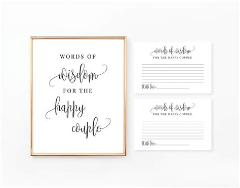 Words Of Wisdom Sign And Cards Printable Sign Wedding Sign Etsy