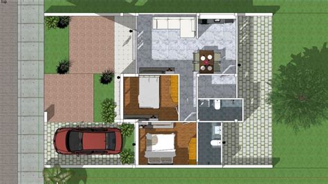 Simple Home Design Plan 10x8m With 2 Bedrooms Planos De Casas Casas