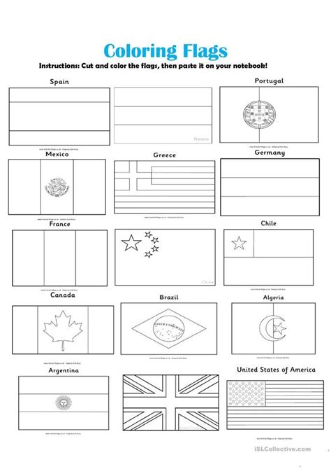 World Flags With Names Flags Of The World English Worksheets For Kids